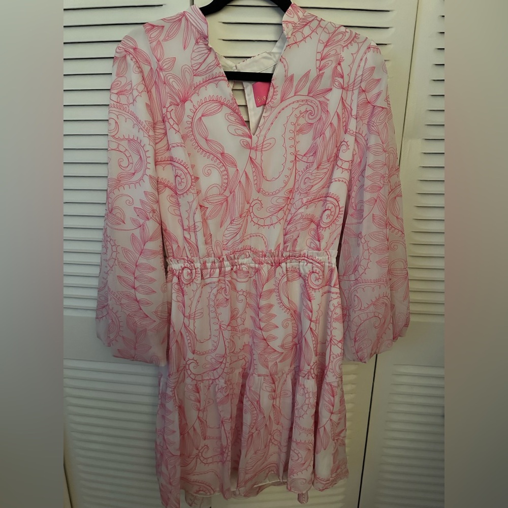 Lilly Pulitzer White and Pink Embroidered Dress